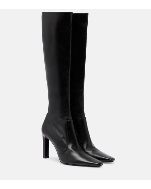 Saint Laurent Black Francoise 95 Leather Knee-High Boots