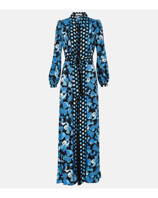 Vestido largo Joshua de crepe floral Diane von Furstenberg de color Blue