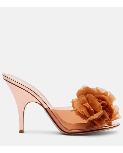 Gianvito Rossi Brown Igea Floral-Applique Pvc Mules