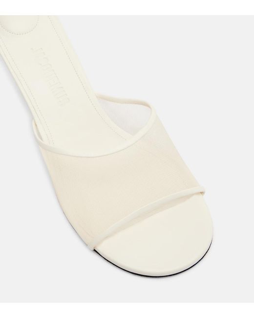 Jacquemus White Leather-Trimmed Canvas Sandals