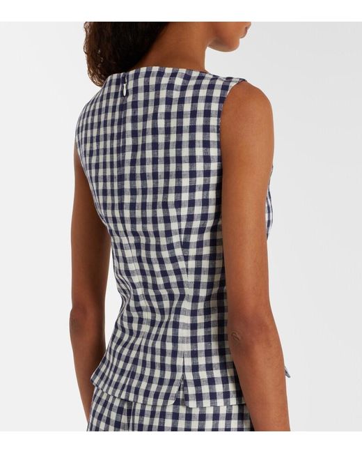 Posse White Sadie Gingham Linen Top