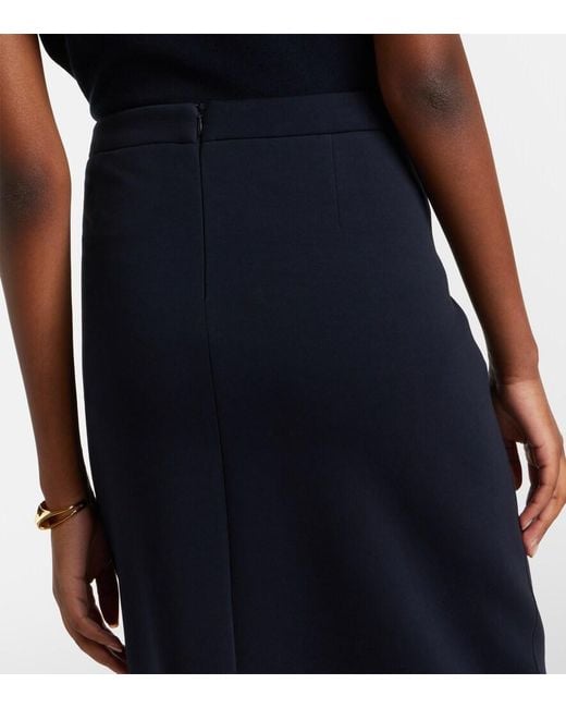Max Mara Blue Cotton-Blend Midi Skirt