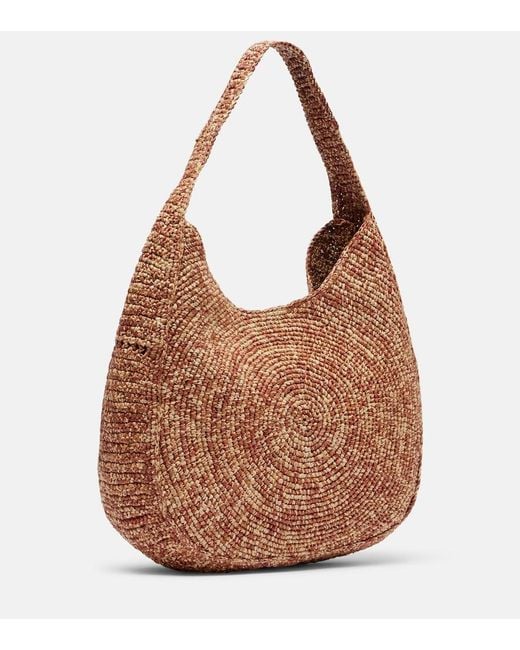Stella McCartney Brown Logo Small Raffia Shoulder Bag