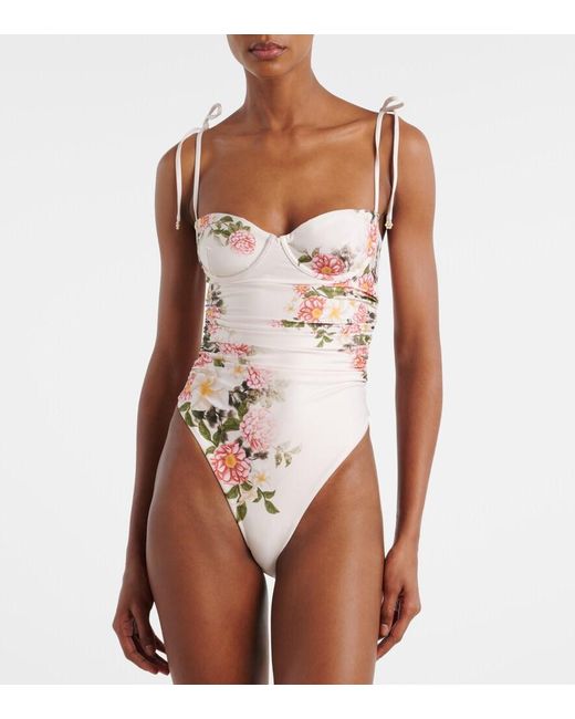 Agua Bendita White Rabano Floral Swimsuit