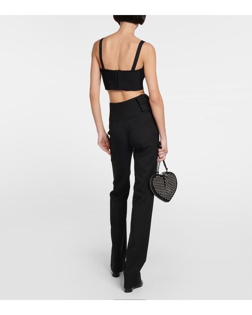 Alaïa Black Alaia Belted Straight Wool Pants