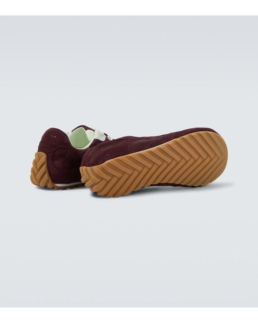 Bottega Veneta Red Orbit Flash Suede-Trimmed Sneakers for men