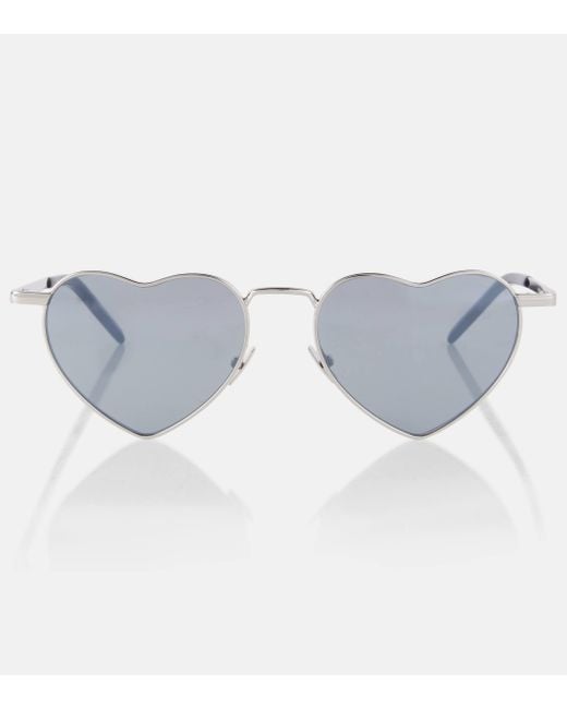 Saint Laurent Blue Sl 301 Loulou Heart-shaped Sunglasses