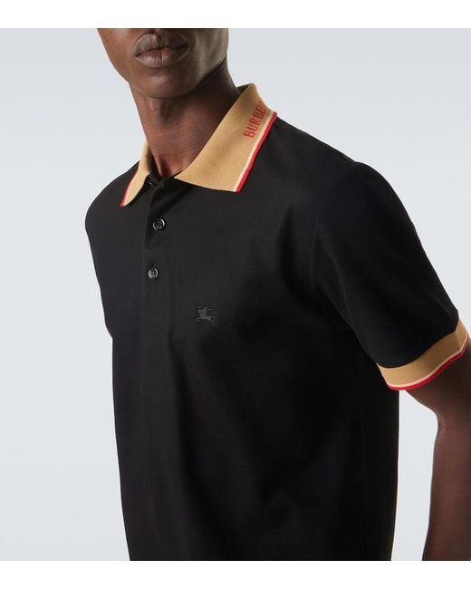 Burberry Black Evan Cotton Polo Shirt for men
