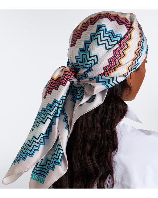 Missoni White Zigzag Silk Twill Scarf