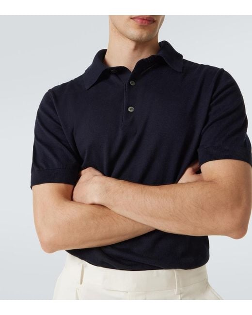 Zegna Blue Cotton Polo Shirt for men