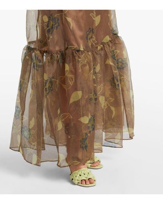 Staud Natural Calluna Floral Organza Maxi Dress