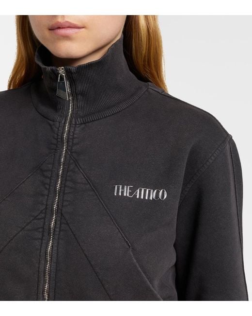 The Attico Black Cropped Cotton Sweatshirt