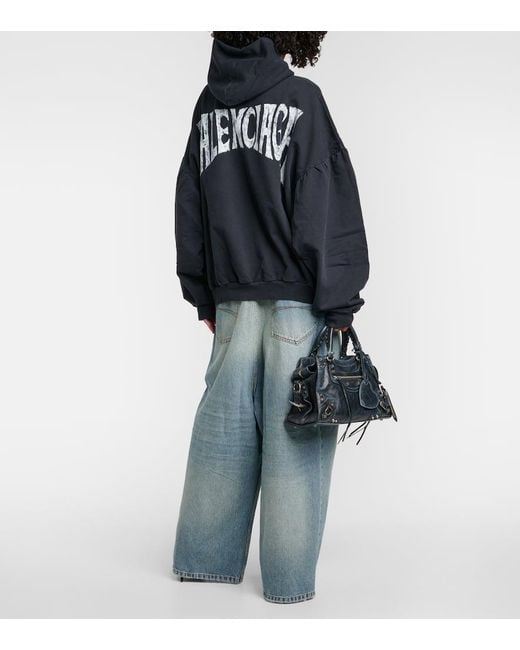 Sudadera De Algodon Oversized Estampada Balenciaga de color Blue