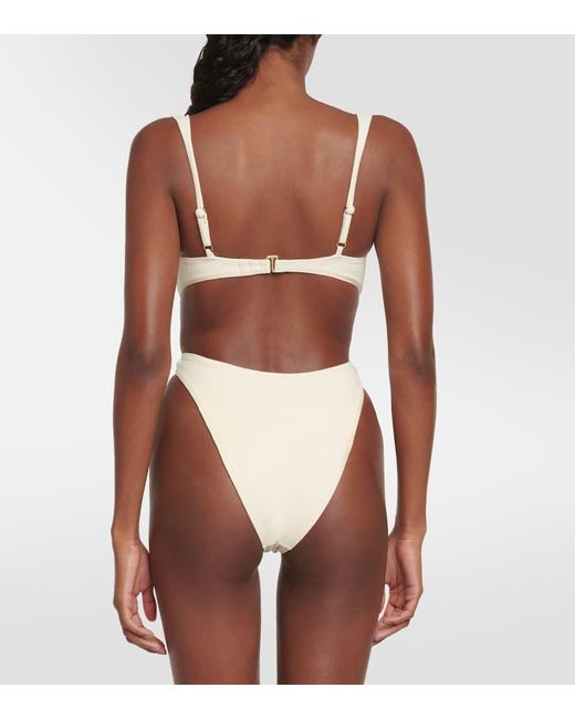 SAME Natural Chain-detail Faux-suede Swimsuit
