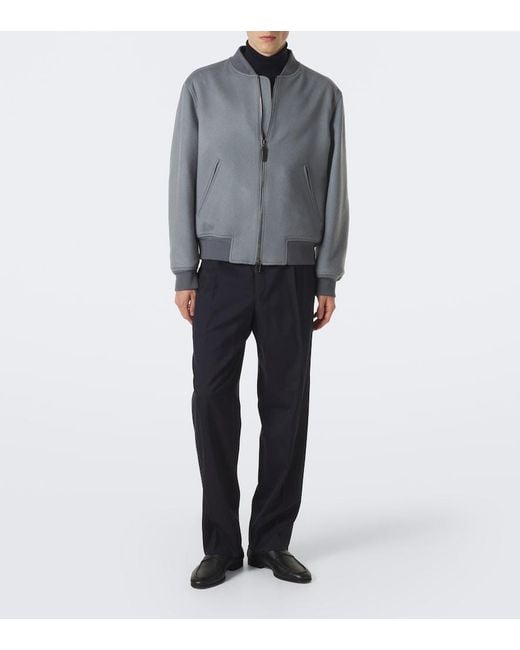 Brioni Gray Wool And Cashmere Bomber Jacket for men