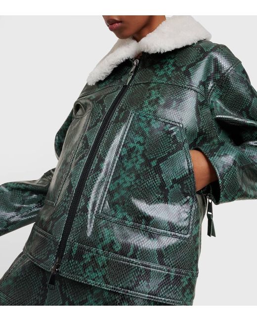 Dorothee Schumacher Green Urban Jungle Snake-print Leather Jacket