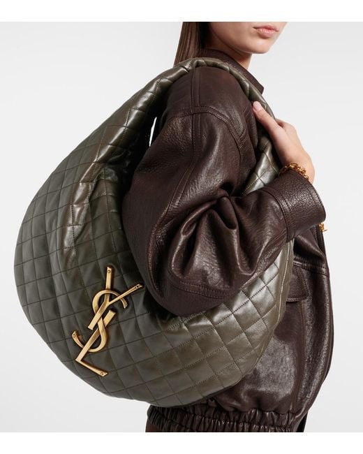 Saint Laurent Gray Icare Medium Quilted Leather Shoulder Bag