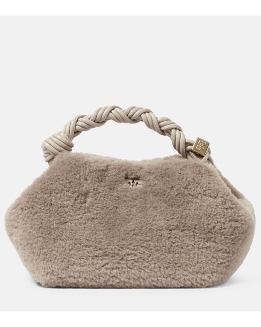 Ganni Metallic Bou Small Faux Shearling Shoulder Bag