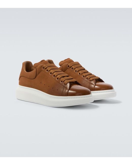 McQueen Brown Oversized Leather Sneakers for men