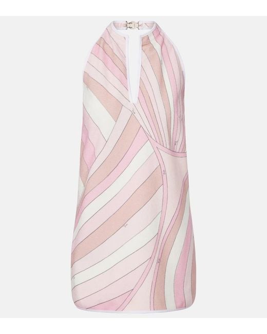 Emilio Pucci Pink Occhi Cotton-Blend Minidress