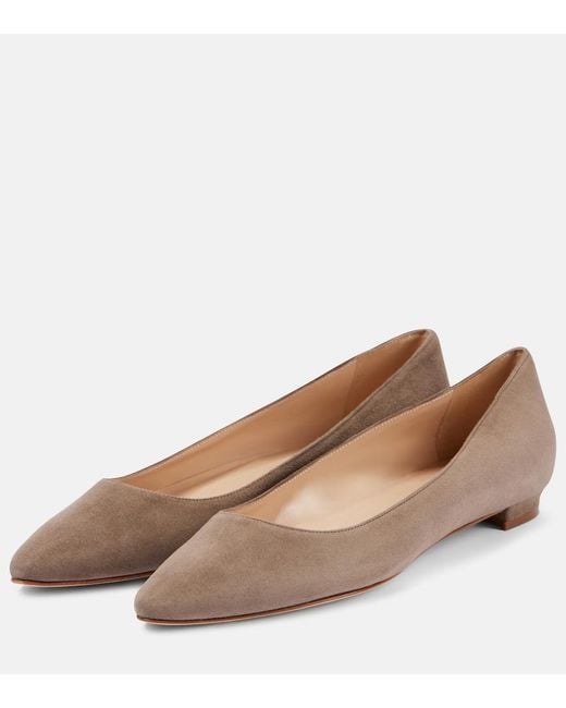 Manolo Blahnik Brown Lanza Bb Suede Ballet Flats