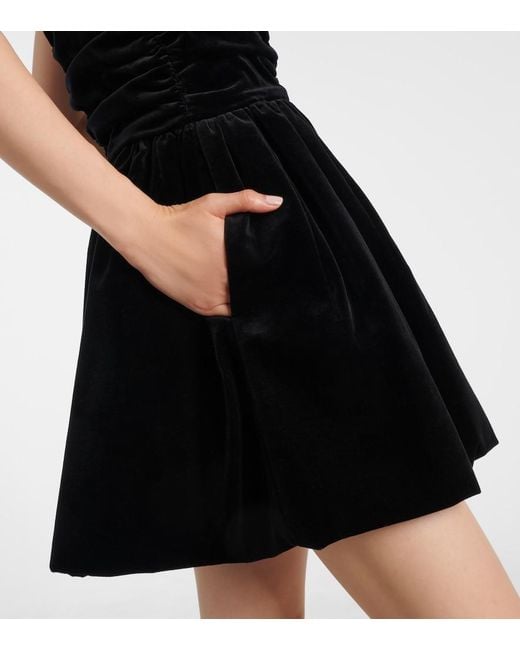 Patou Black Cotton Velvet Balloon Minidress