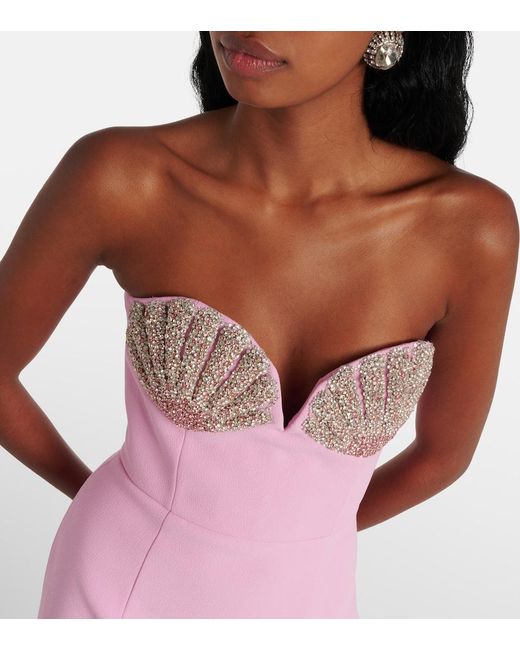 Rebecca Vallance Pink Cordelia Embellished Strapless Gown