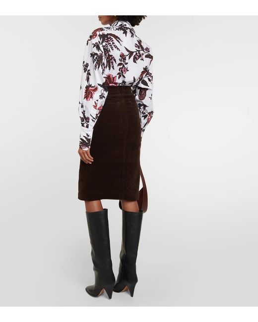 FRAME Brown High-Rise-Midirock Aus Cord