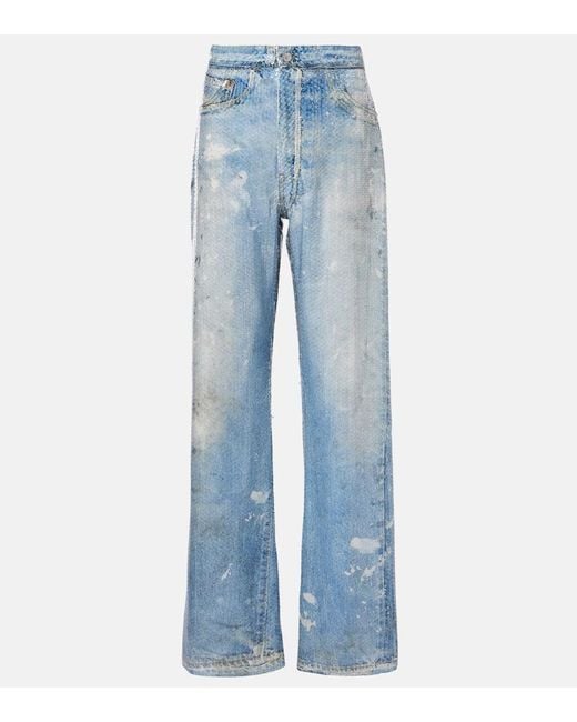 Acne Blue Trompe L'Oeil Sequined Straight Pants