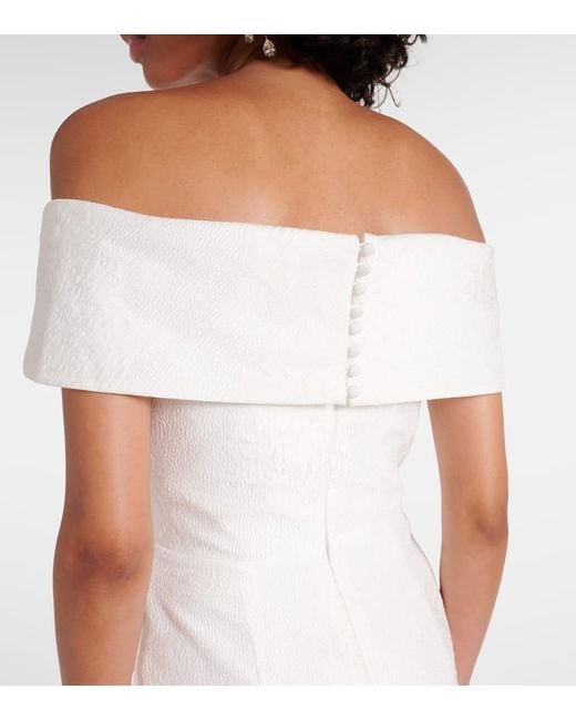 Rebecca Vallance White Antoinette Off-Shoulder Jacquard Maxi Dress