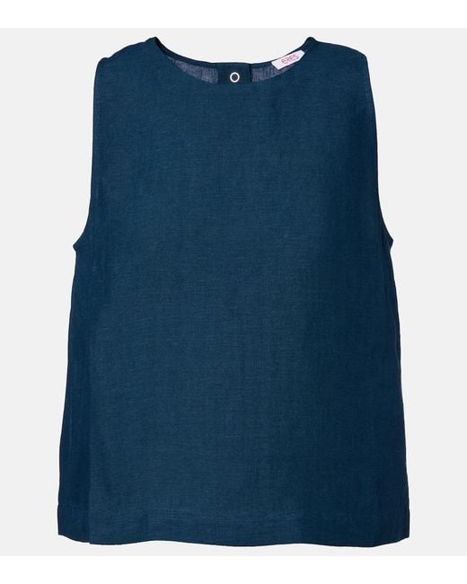 Eres Blue Ravie Linen Top
