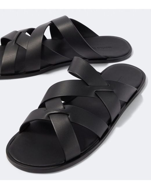 Manolo Blahnik Black Marvin Leather Sandals for men