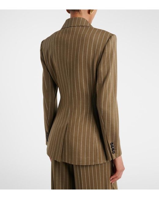 Max Mara Green Balta Pinstripe Double-Breasted Blazer