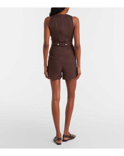 Veronica Beard Brown Haina Linen-Blend Twill Shorts