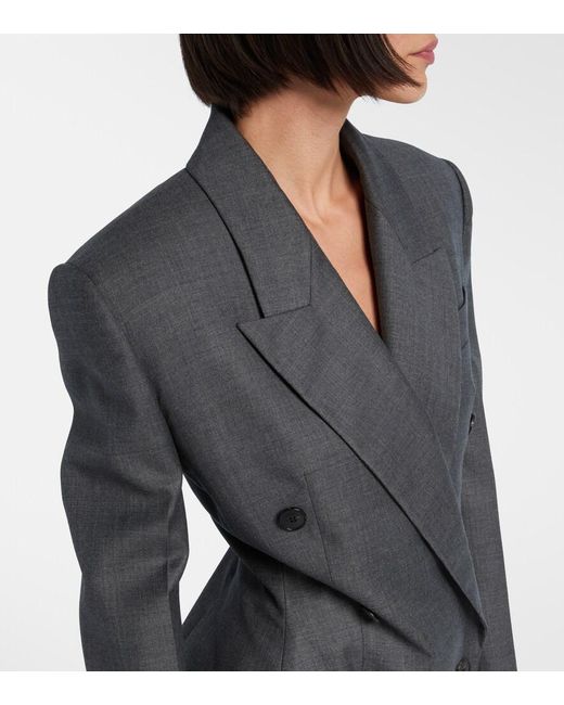 Givenchy Gray Double-Breasted Wool Blazer