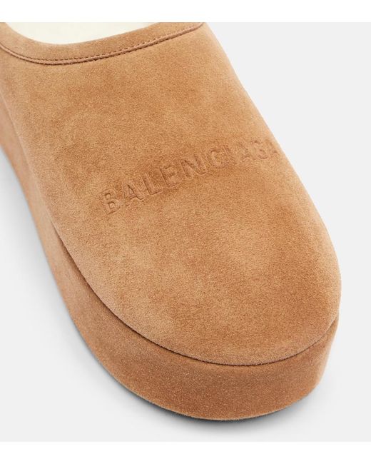 Balenciaga Brown Alaska Suede Platform Mules