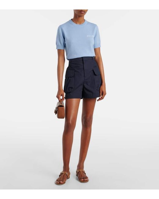 Top De Cashmere Con Intarsia, Talla Gucci de color Blue