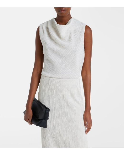 Vince White Draped Knitted Top