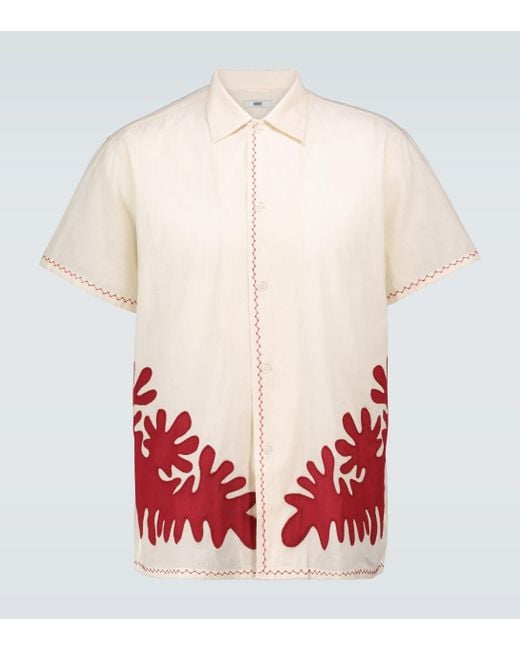 Bode Red Setting Cut-out Appliqué Shirt for men