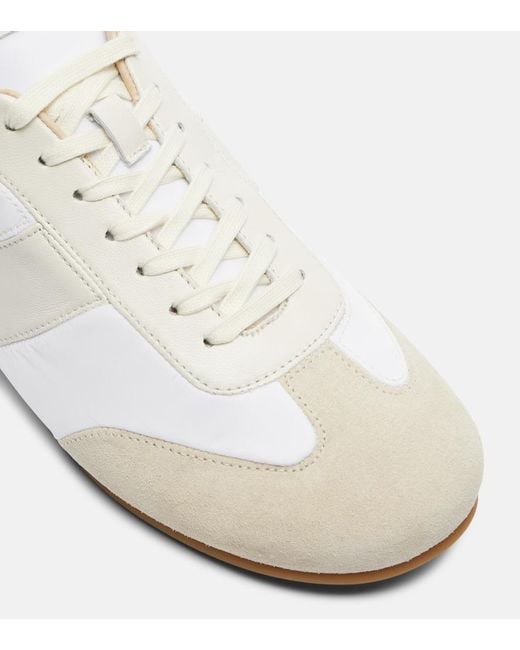Lemaire White Soft Suede-Trimmed Sneakers