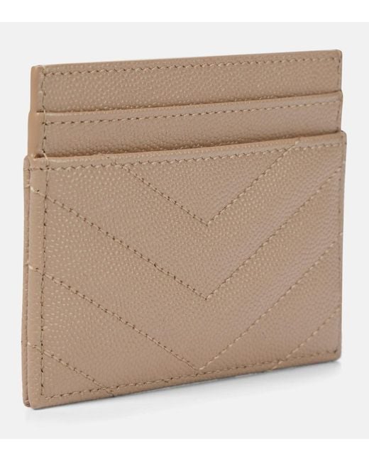 Saint Laurent Natural Monogram Leather Card Holder