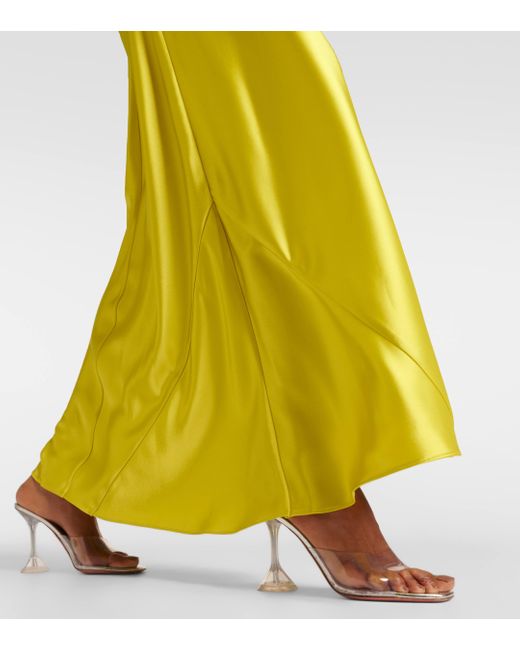 Galvan Yellow Portico Halterneck Satin Gown