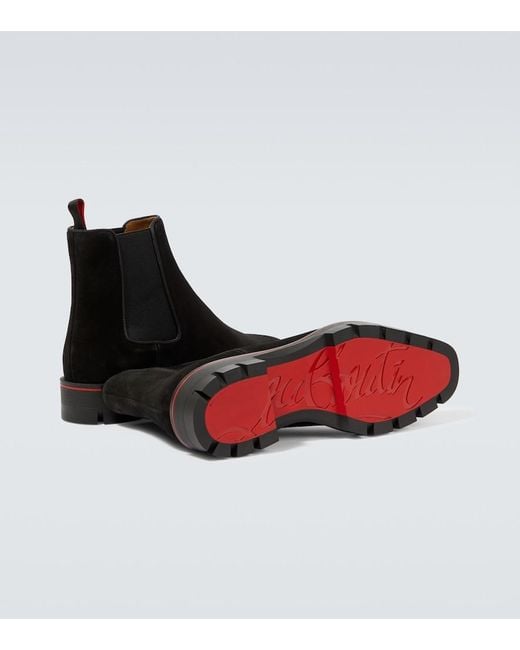 Christian Louboutin Black Alpinosol Suede Chelsea Boots for men