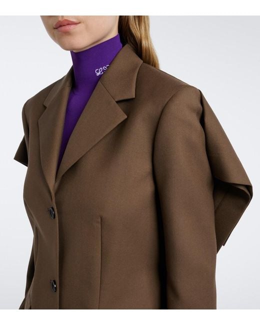 Loewe Brown Caped Wool Blazer