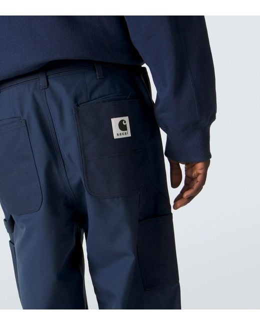 Sacai Blue Belted Wide-Leg Pants for men
