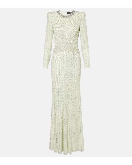Jenny Packham White Macelline Sequined Gown