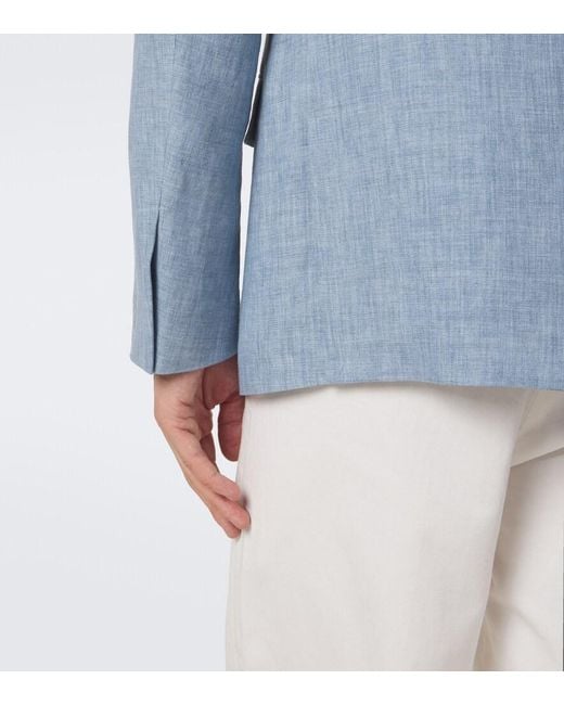 Ralph Lauren Blue Glen Linen-Blend Blazer for men