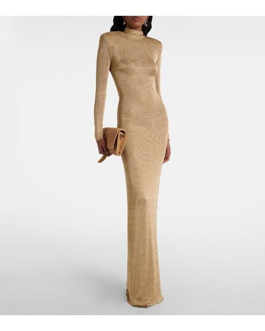 The New Arrivals Ilkyaz Ozel Natural Donyale Knitted Lame Gown