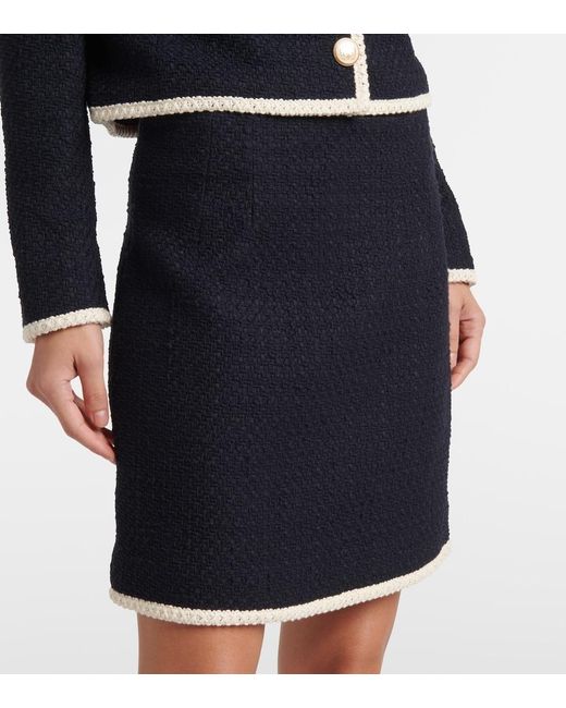Veronica Beard Blue Roman Cotton-Blend Tweed Miniskirt