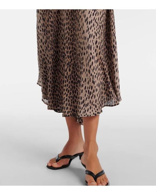 Rixo Natural Amina Printed Crepe De Chine Midi Dress